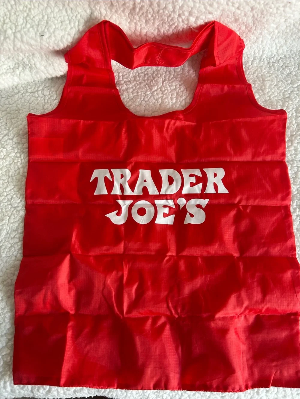 Trader Joe's Red & Cream Canvas Micro Tote
